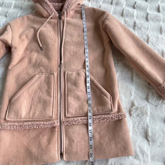 🔥GUESS Faux Sherpa Shearling suede fur Coat Jacket in Rose Pink Outdoor Rugged - Picture 15 of 16